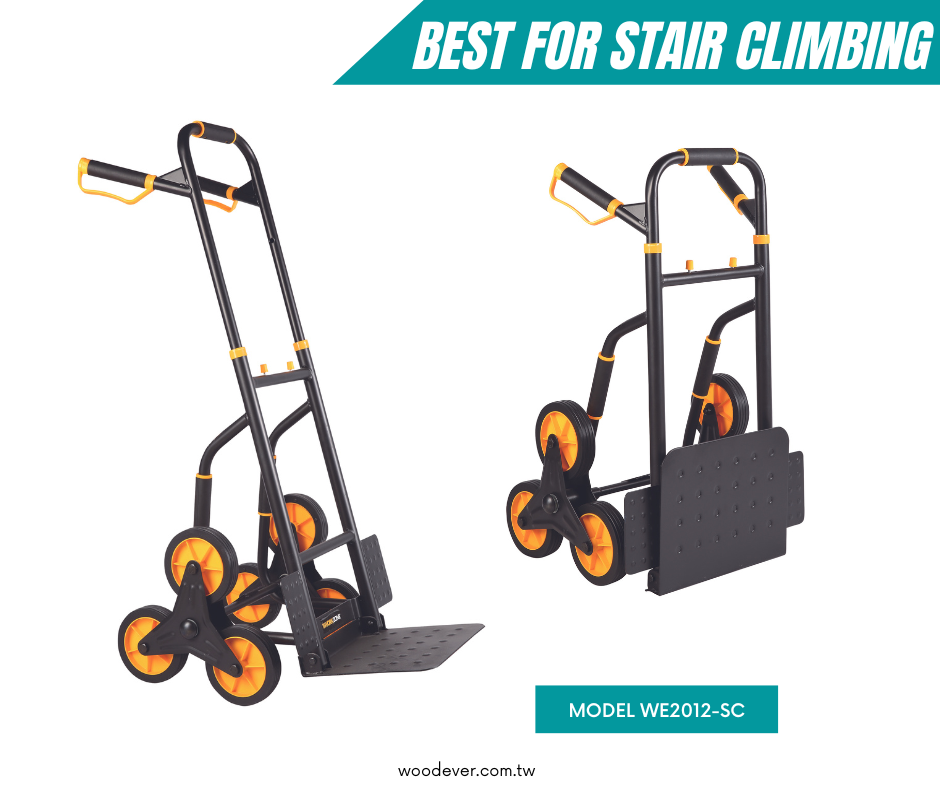 Melhor carrinho de mão escalador de escadas dobrável em aço com 6 rodas