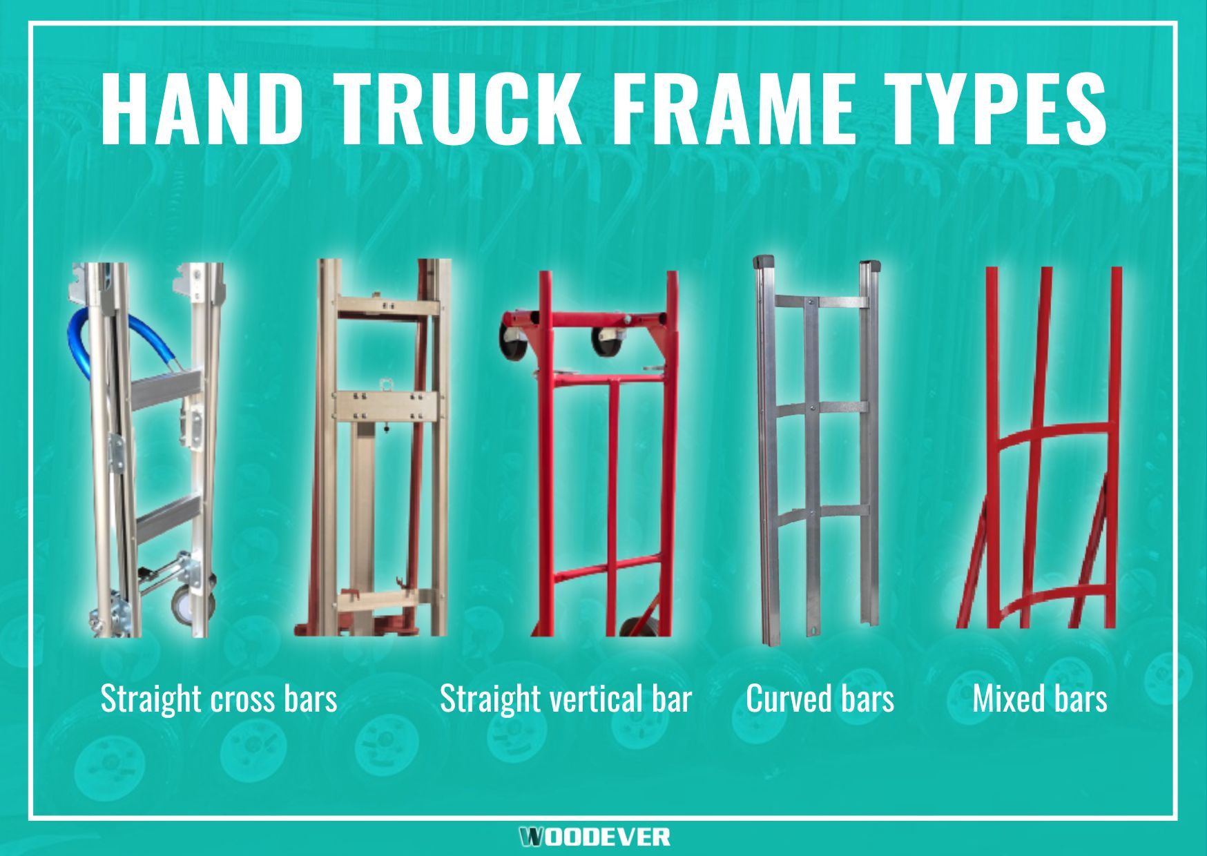 हैंड ट्रक, डॉली कार्ट के लिए सामान्य फ्रेम के प्रकार: स्टील फ्रेम, एल्यूमिनियम फ्रेम, कर्व्ड फ्रेम
