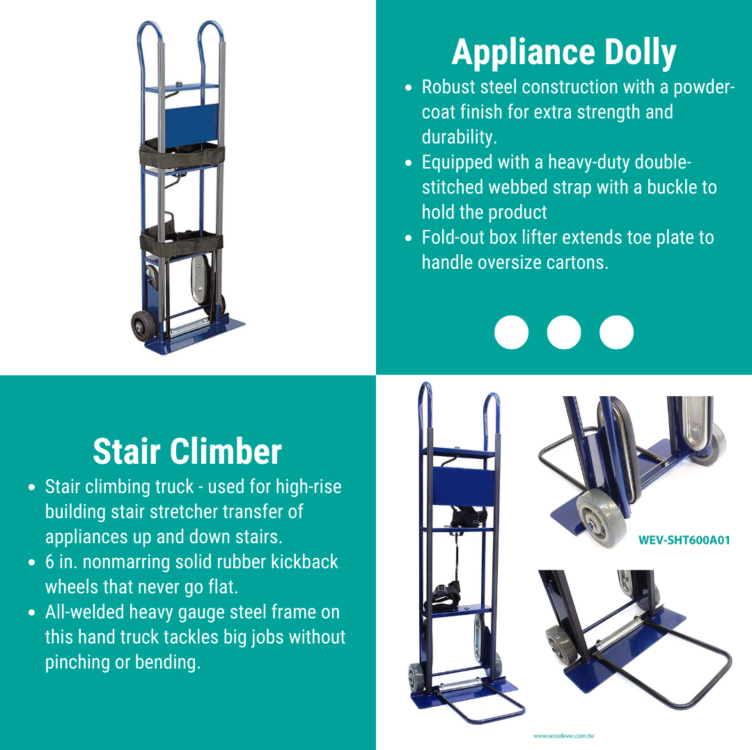  six kickback wheels, is ideal for high-rise building stair stretcher transfer of appliances up and down stairs