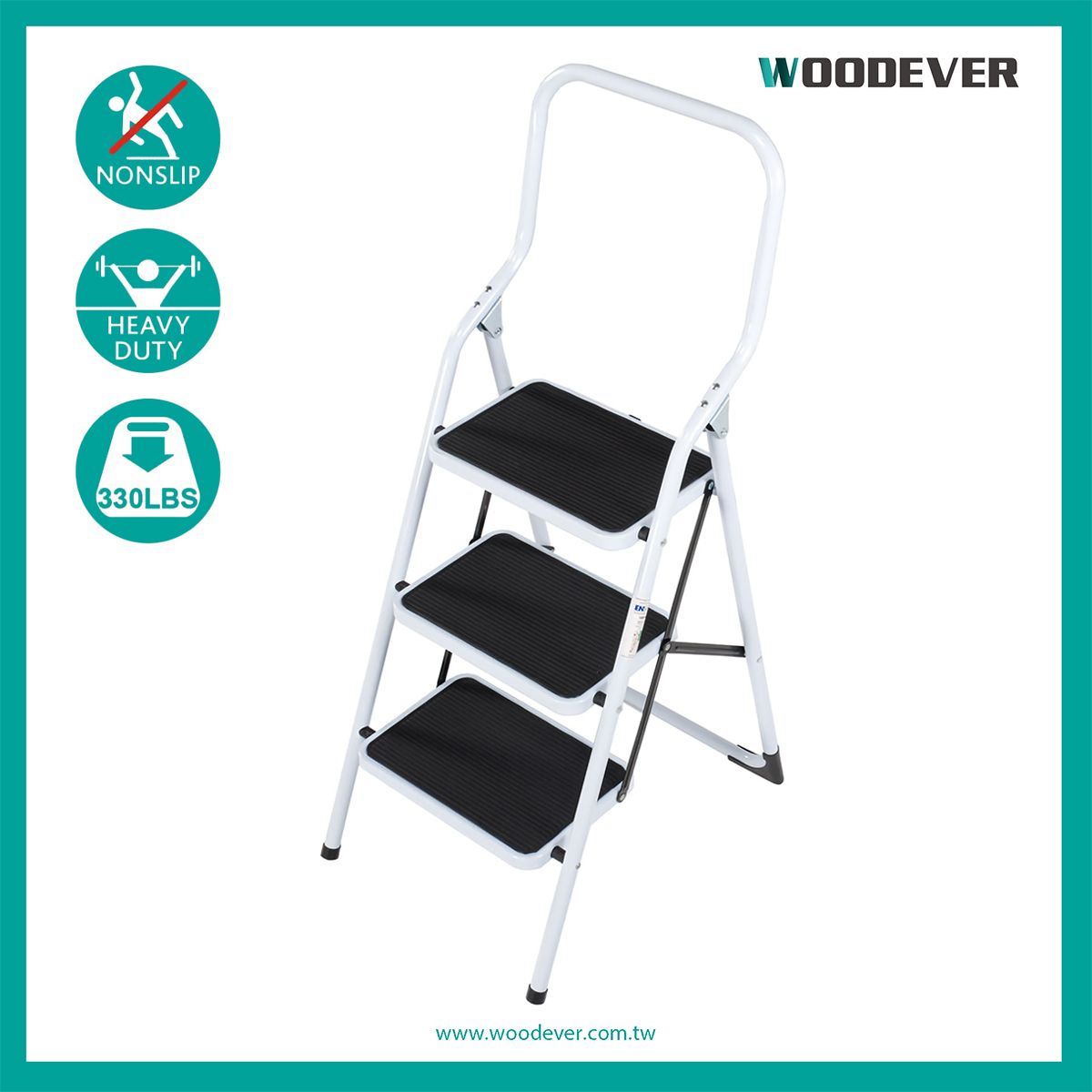 330lbs Capaciteit Inklapbare 3 Treden Ladder Met Extra Hoge Leuning