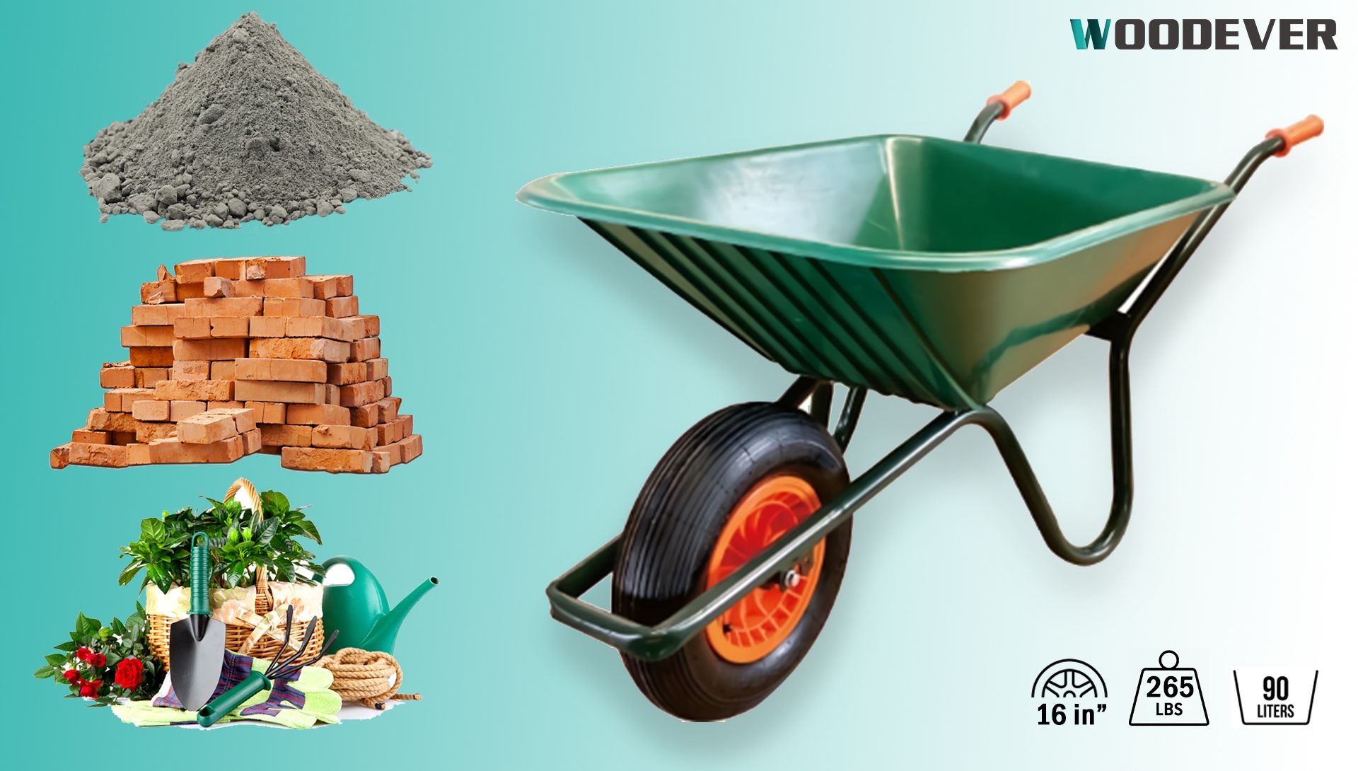 O melhor carrinho de mão para trabalhos de jardinagem e agricultura é uma combinação de plástico rígido PP e uma estrutura de aço galvanizado resistente.
