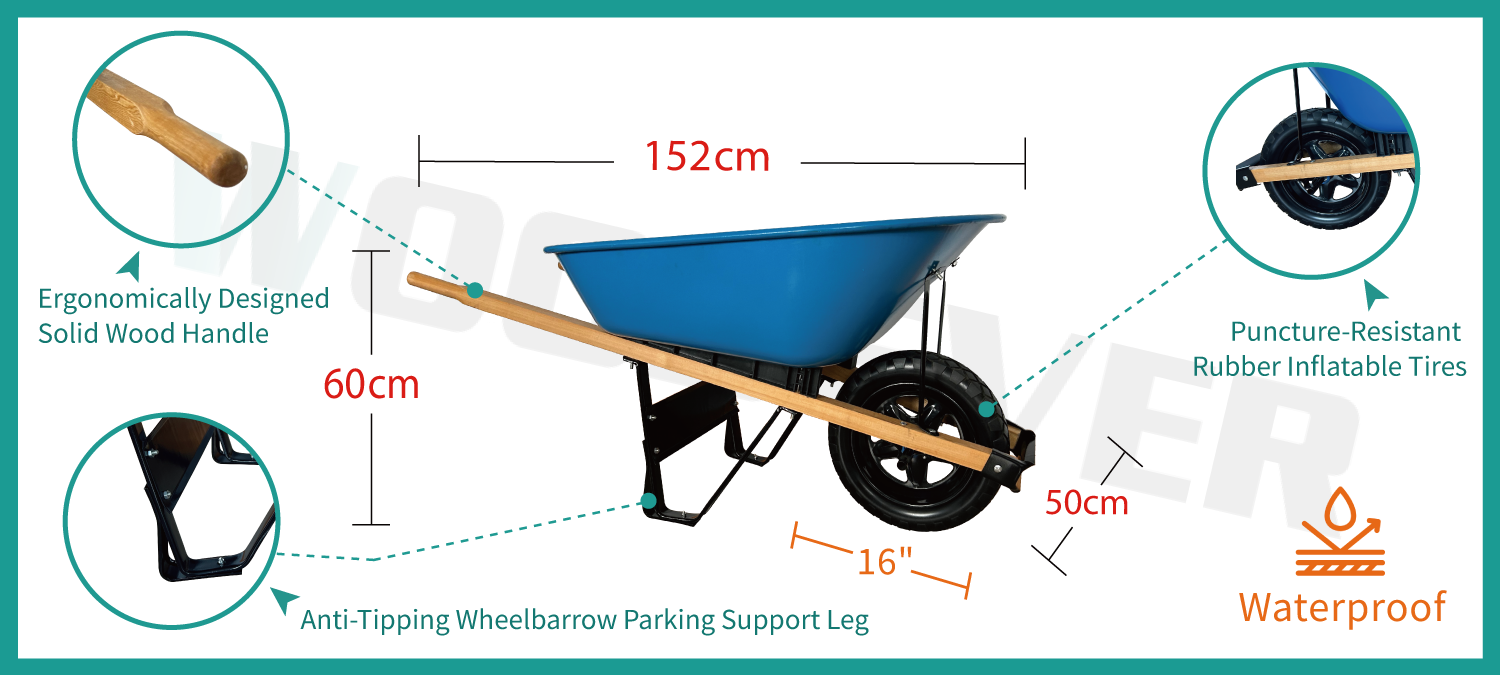 WOODEVER Vietnam's wheelbarrow Supplier and Wholesaler Manufactures High-Quality, Waterproof, Puncture-Resistant wheelbarrows.
