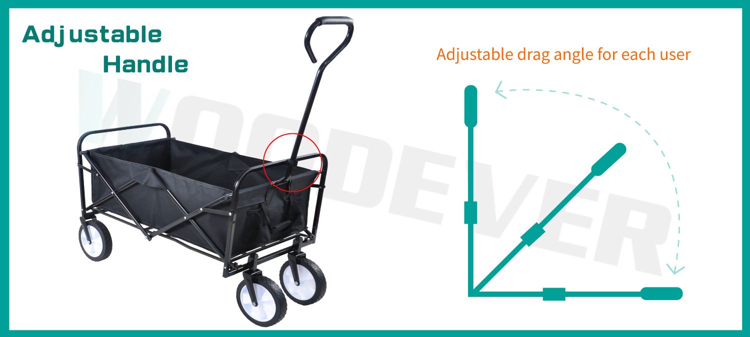 The handles of the pet stroller camping wagons can be freely adjusted for the optimal pulling or pushing angle.